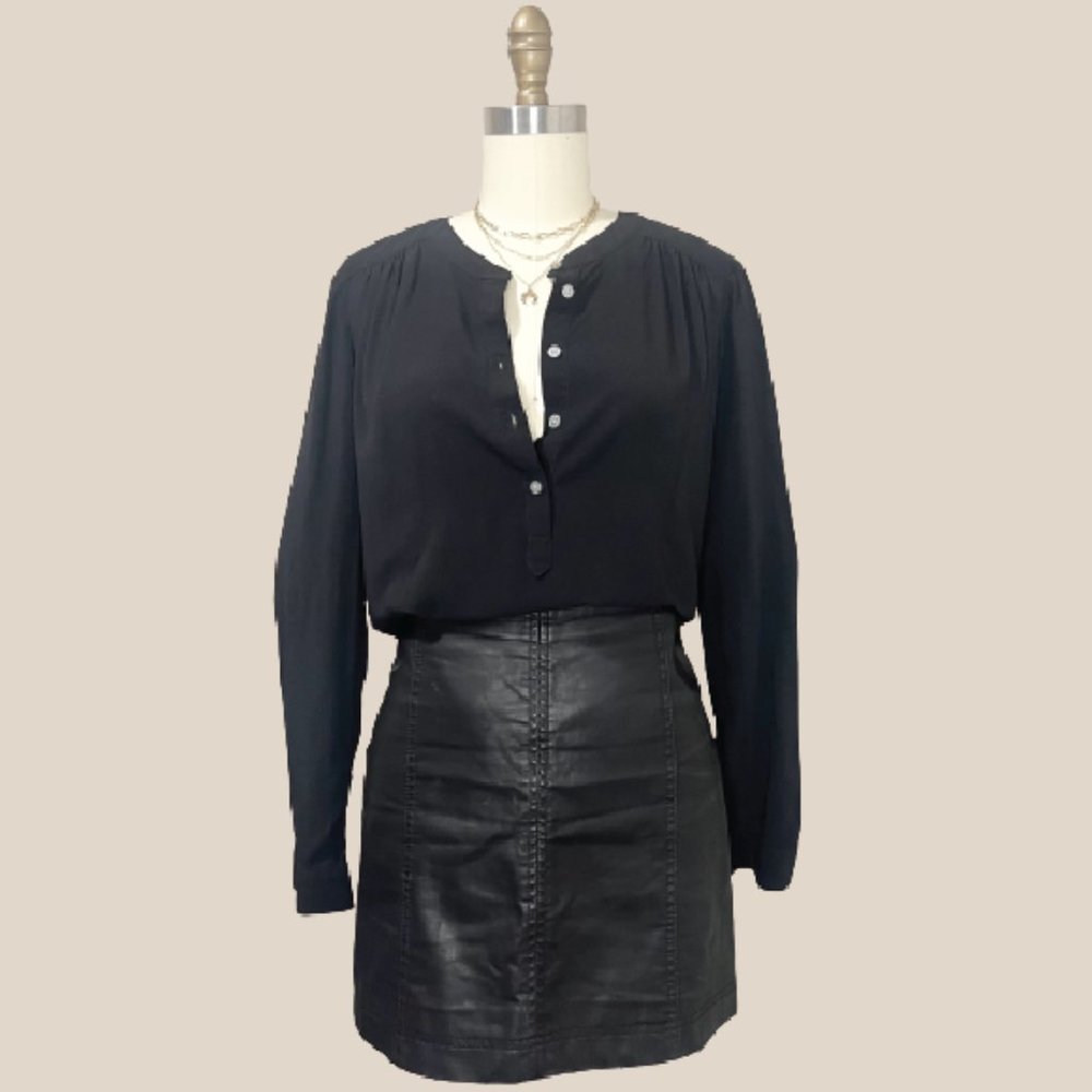 LOFT black rayon henley - Size XS